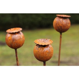 Rost Gartenstecker Mohnkapsel Unikate F R Den Garten