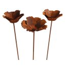 3er Set Rost Gartenstecker Mohn offen