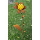 Rost Gartenstecker Blume mit Glaskugel 120 cm