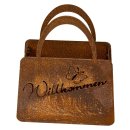 Rost Handtasche Willkommen zum Bepflanzen mit Blumen.